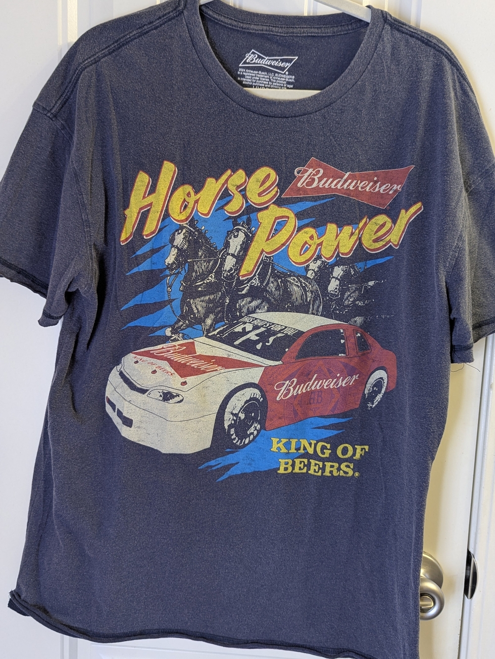 Budweiser Navy Heather Tee with White Logo Print